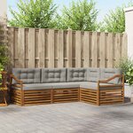 vidaXL Ensemble de canapés d'extérieur 4 Pièces Gris Naturel et Clair