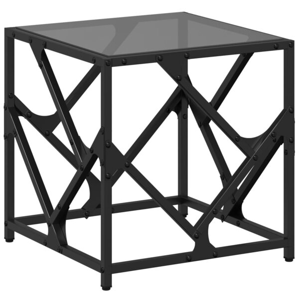 vidaXL Table basse avec dessus en verre noir 40x40x41 cm acier