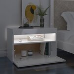 vidaXL Table de chevet avec lumières LED blanc brillant 60x35x40 cm