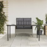 vidaXL Ensemble à manger jardin et coussins 2 Pièces gris rotin