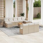 vidaXL Salon de jardin 11 Pièces avec coussins beige résine tressée