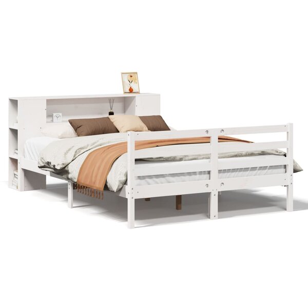 vidaXL Lit bibliothèque sans matelas blanc 120x190 cm bois pin massif