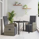 vidaXL Ensemble de salle à manger pour jardin 3 Pièces Gris polyrotin