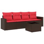 vidaXL Salon de jardin avec coussins 5 Pièces marron résine tressée