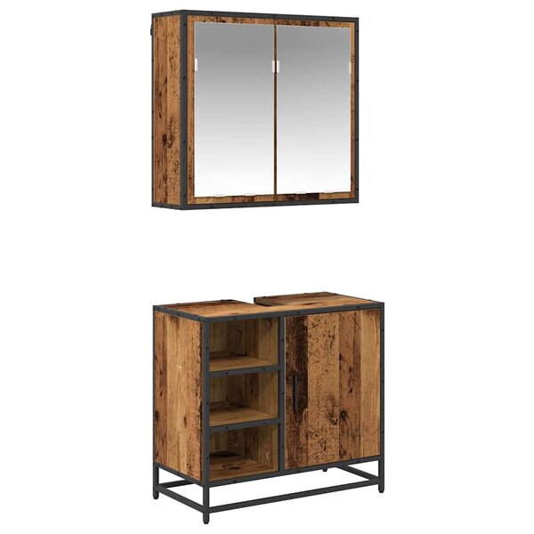 vidaXL Ensemble de mobilier de salle de bain 2 Pièces Bois Ancien