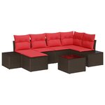 vidaXL Ensemble de canapé de jardin 7 Pièces Marron polyrotin