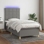 vidaXL Sommier à lattes de lit et matelas et LED Gris foncé 90x190cm
