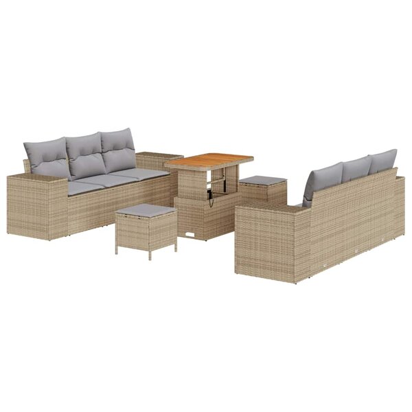 vidaXL Ensemble de canapé de jardin 9 Pièces beige et gris clair