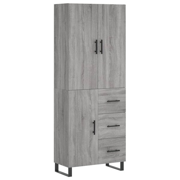 vidaXL Buffet haut Sonoma gris 69 5x34x180 cm Bois d'ingénierie