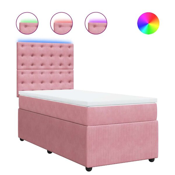 vidaXL Sommier à lattes de lit avec matelas Rose 100x200 cm Velours