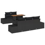 vidaXL Set de jardin 6 pièces avec coussins en rotin noir