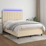 vidaXL Sommier à lattes de lit et matelas et LED Crème 140x190cm Tissu