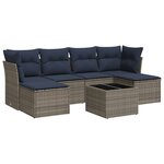 vidaXL Salon de jardin 7 Pièces avec coussins gris résine tressée
