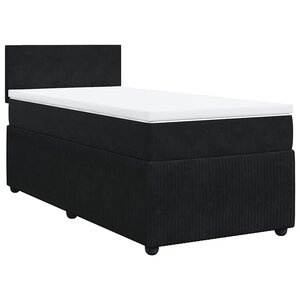 vidaXL Sommier à lattes de lit avec matelas Noir 90x200 cm Velours