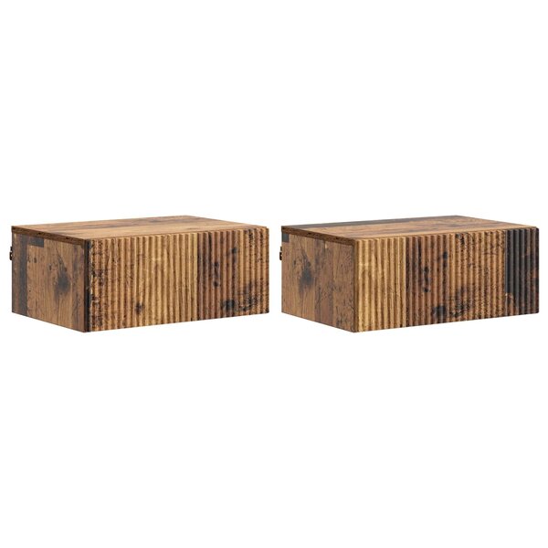 vidaXL Cabinet de chevet mural 2 Pièces Bois ancien 49 x 34 5 x 20 cm