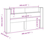 vidaXL Armoire tête de lit avec LED gris béton 180x16 5x103 5 cm