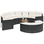 vidaXL Salon de jardin 3 Pièces demi-rond noir résine tressée