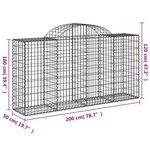 vidaXL Panier de gabions arqué 200x50x100/120 cm Fer galvanisé