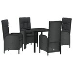 vidaXL Ensemble de salle à manger de jardin 5 pièces en poly rotin noir