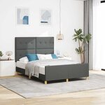 vidaXL Cadre de lit avec tête de lit Gris foncé 140 x 190 cm tissu
