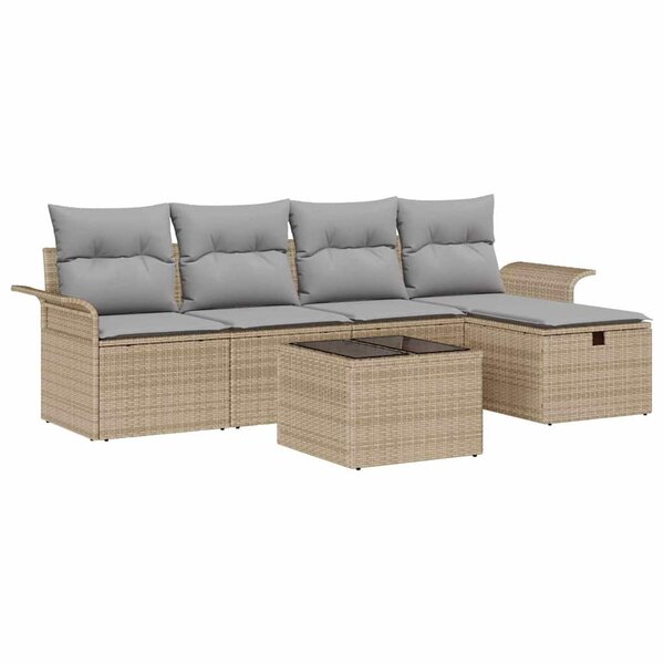 vidaXL Ensemble de canapé de jardin 6 Pièces Beige et Gris clair