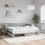 vidaXL Lit de jour avec gigogne et matelas gris clair 80x200cm velours