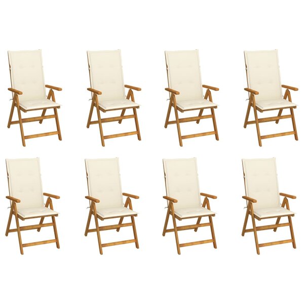vidaXL Chaises pliables de jardin avec coussins lot de 8 Bois d'acacia