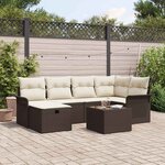 vidaXL Ensemble de canapé de jardin 7 Pièces Marron Poly rotin