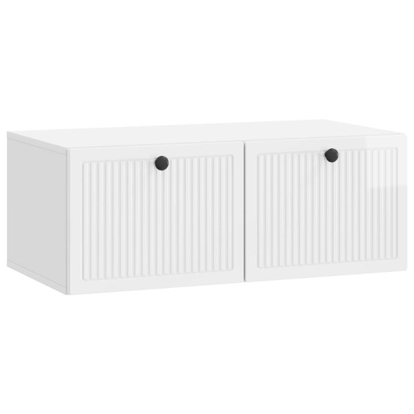 vidaXL Meuble TV mural Montage mural Blanc brillant 78 5 x 41 x 30 cm