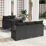 vidaXL Ensemble de Canapé de Jardin 6 Pièces avec Coussins Rattan Poly Noir