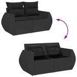 vidaXL Salon de jardin 7 Pièces avec coussins noir résine tressée