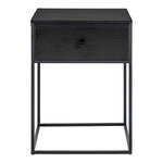 Table d'appoint avec tiroir noir 40 x 40 x 55 cm