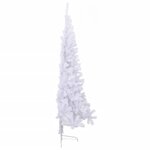 vidaXL Sapin de Noël artificiel moitié avec support blanc 210 cm PVC