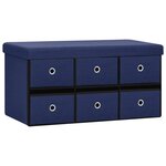 vidaXL Banc de rangement pliable Bleu 76x38x38 cm Faux lin