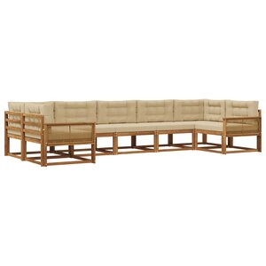 vidaXL Ensemble de canapés d'extérieur 7 pc Naturel et Beige