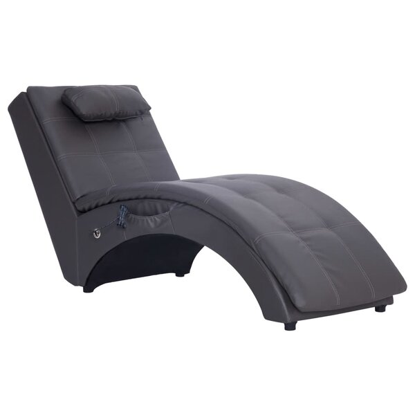 vidaXL Chaise longue de massage avec oreiller Gris Similicuir