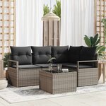 vidaXL Canapé de jardin 4 pièces avec coussins en rotin synthétique noir