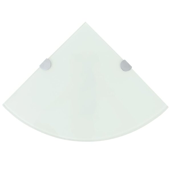 vidaXL Étagères d'angle 2 Pièces et supports chromés Verre Blanc 35x35 cm