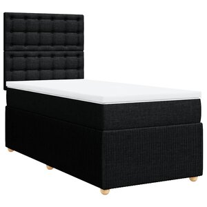vidaXL Sommier à lattes de lit avec matelas Noir 100x200 cm Tissu