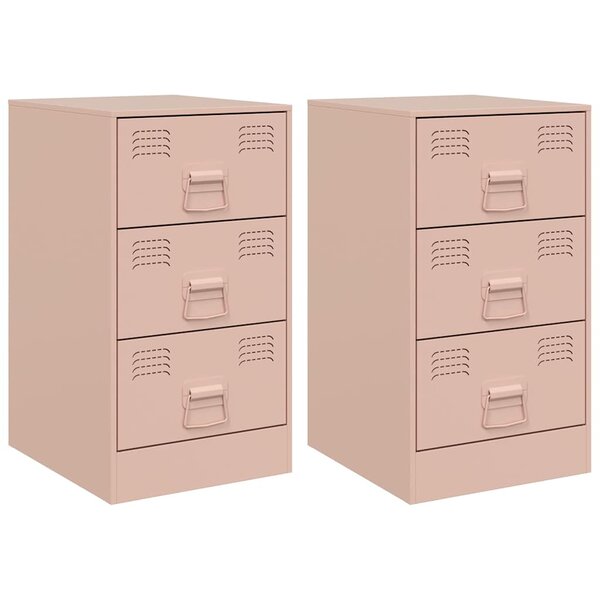 vidaXL Tables de chevet 2 Pièces rose 34 5x39x62 cm acier