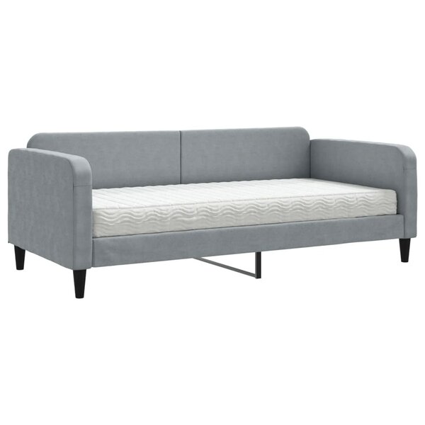 vidaXL Lit de jour avec matelas gris clair 90x200 cm tissu