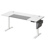 Bureau assis debout électrique 70 x 160 x (72-120) cm table réglable en hauteur mémoire 4 hauteurs pochette cadre en acier dessus épais blanc 12_0004549