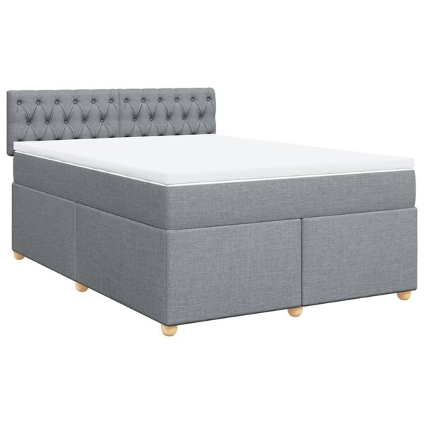 vidaXL Sommier à lattes de lit avec matelas Gris clair 140x200cm Tissu