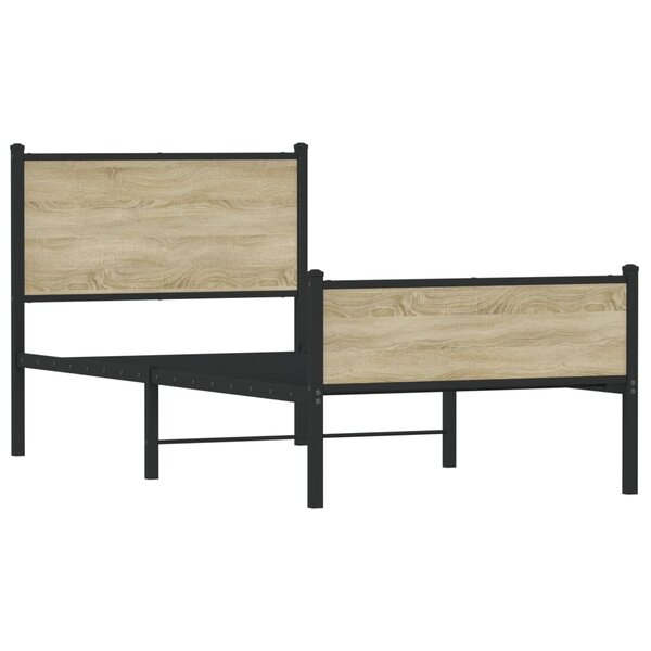 vidaXL Cadre de lit en métal sans matelas chêne sonoma 90x190 cm