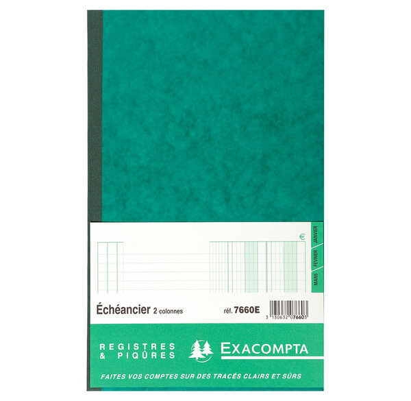 Piqûre 32x19 5cm echeancier 80 pages EXACOMPTA