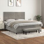 vidaXL Sommier à lattes de lit et matelas Gris clair 160x200cm Velours