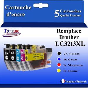 T3AZUR Lot de 5 Cartouches compatibles avec Brother LC3213 XL