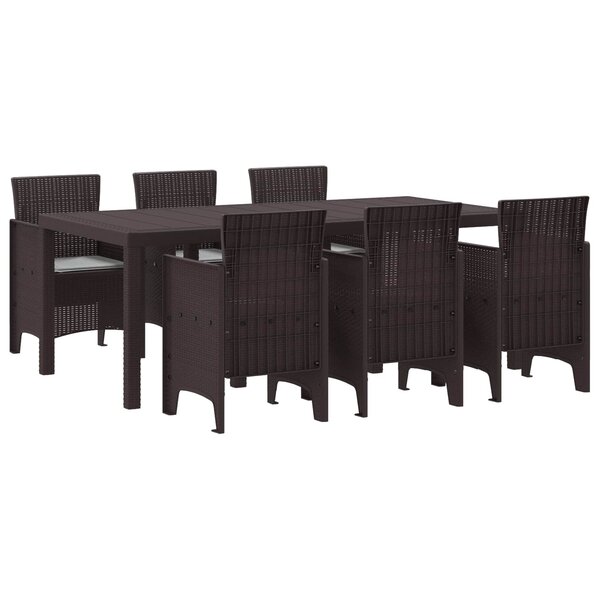 vidaXL Ensemble de salle à manger pour jardin 7 Pièces Marron