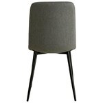 Chaise de salle a manger en tissu aspect lin gris  pietement metal noir  sans accoudoirs