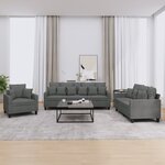 vidaXL Ensemble de canapés 3 Pièces coussins gris foncé tissu